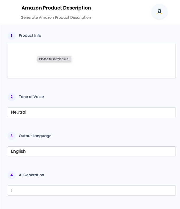Amazon Product Description ai tool
