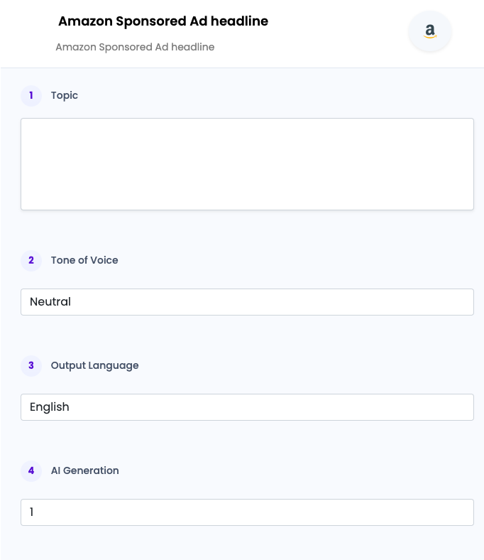 Amazon Sponsored Ad headline ai tool