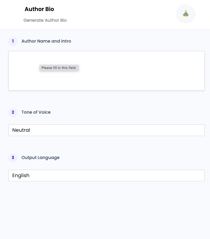 Author Bio ai tool