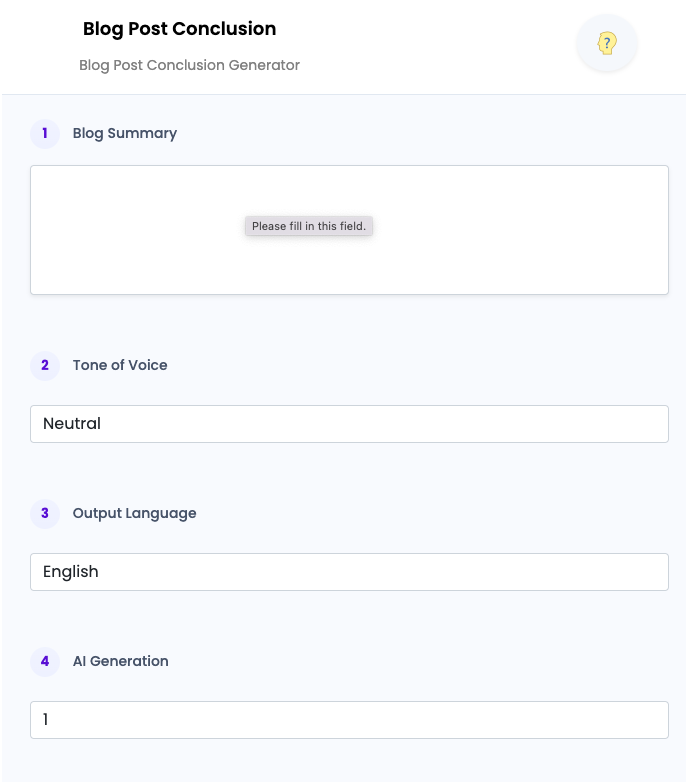Blog Post Conclusion ai tool