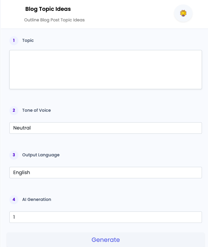 Blog Topic Ideas ai tool