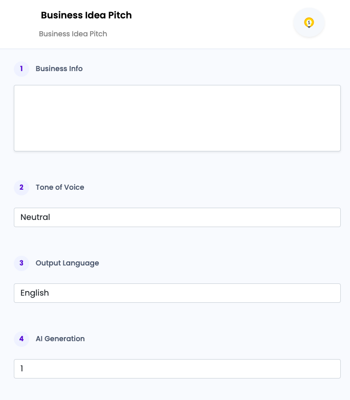Business Idea Pitch ai tool