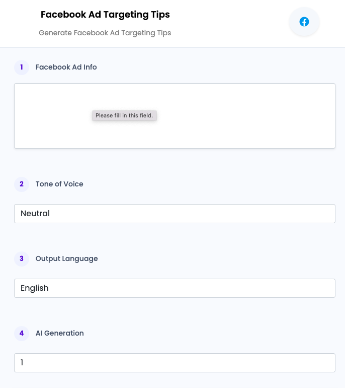 Facebook Ad Targeting Tips ai tool