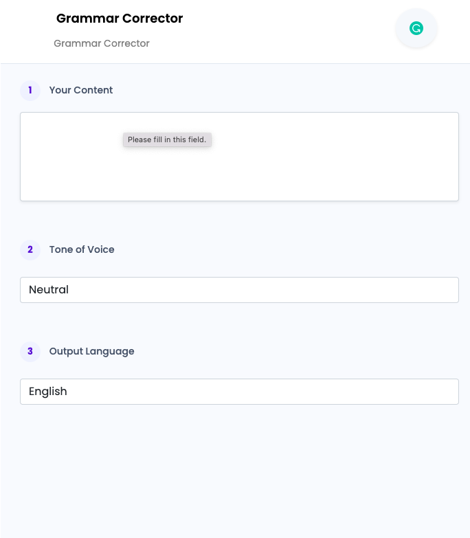 Grammar Corrector ai tool