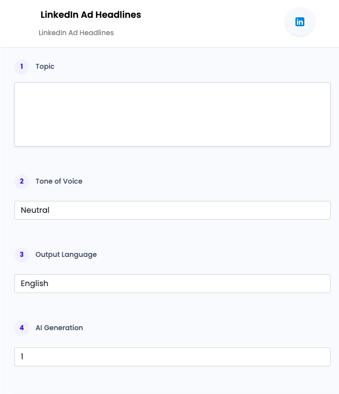 LinkedIn Ad Headlines ai tool