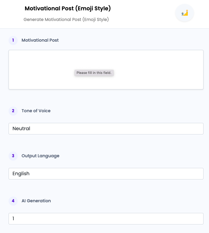 Motivational Post Emoji Style ai tool
