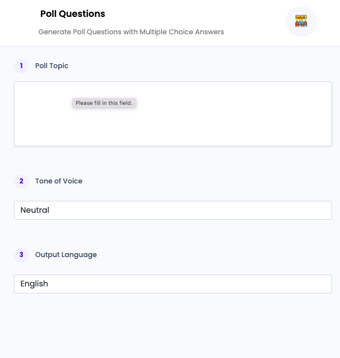 Poll Questions and Multiple Choice Answers ai tool