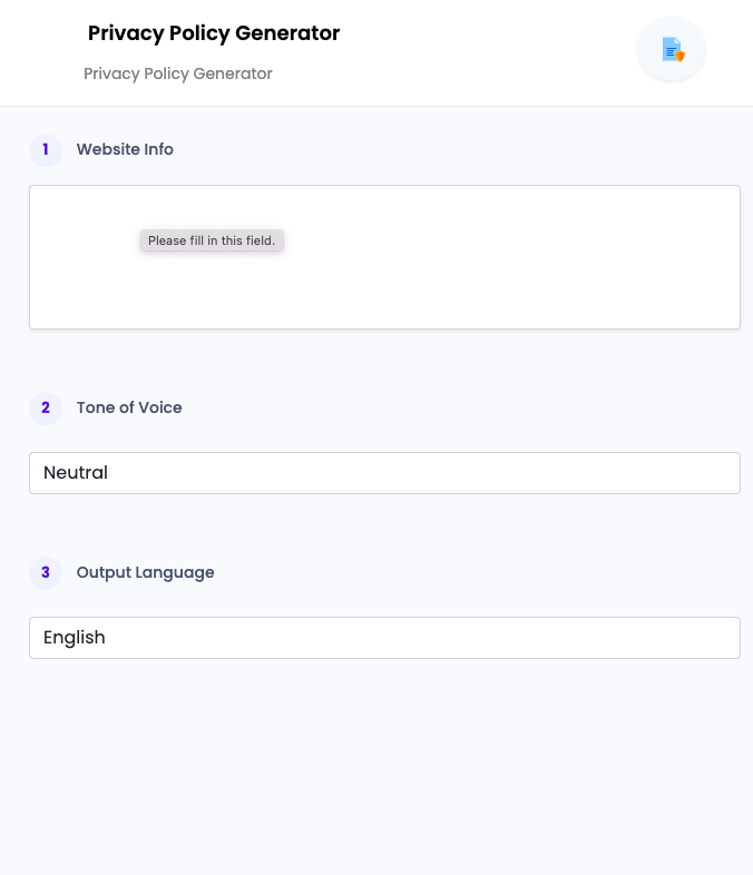 Privacy Policy Generator ai tool