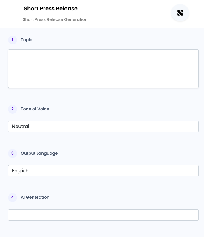 Short Press Release ai tool