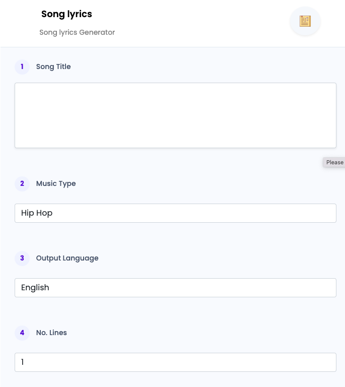 Song lyrics ai tool