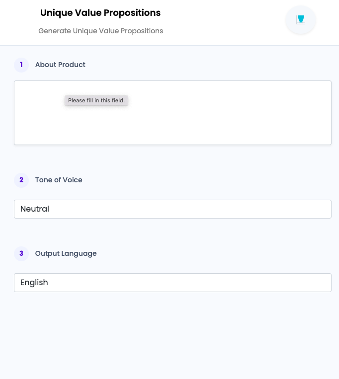 Unique Value Propositions ai tool