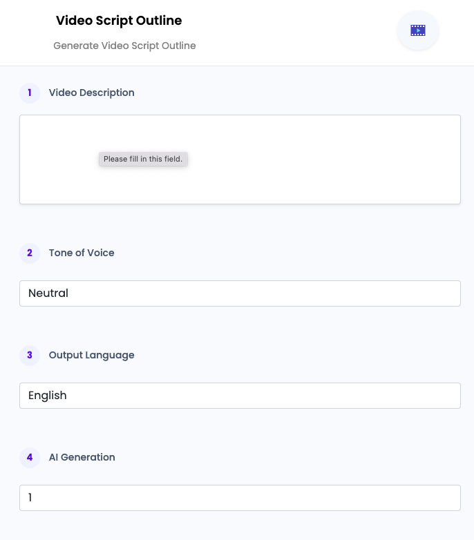Video Script Outline ai tool